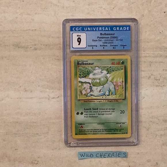 Bulbasaur 4th Print 44/102 Pokemon 1999 - 2000 Base Set CGC 9 TCG #44 - Picture 2 of 9